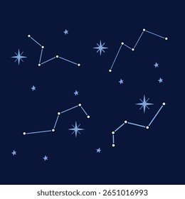 Constellations on dark blue background. Starry sky.