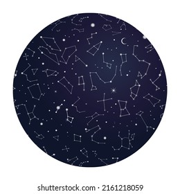 Constellations in the sky. Orion, Sagittarius, Scorpio, Cepheus, Ursa Major, etc.