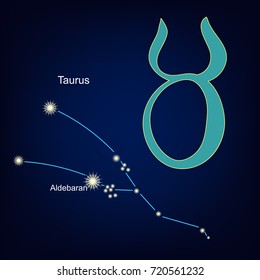 constellations of the Taurus horoscope. vector illustration