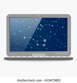 Constellations Ursa Major and Ursa Minor in laptop
