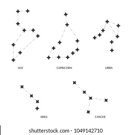 Constellations vector. Zodiac sign. Constellations in space