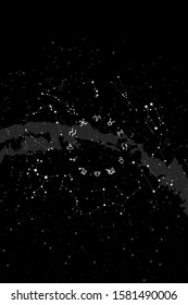 Constellations of the zodiac circle and their symbols on the background of the milky way. Space and stars, black background