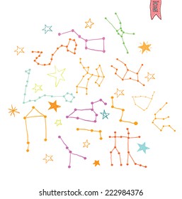 constellations, zodiac signs vector illustration