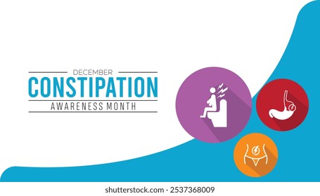 Constipation awareness month is observed every year on December. Medical Healthcare Awareness concept. background, placard, banner template Vector illustration design.