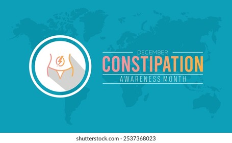 El mes de conciencia sobre el estreñimiento se observa cada año en diciembre. Concepto de conciencia médica. fondo, cartel, diseño de Ilustración vectorial de Plantilla de Anuncio.