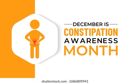 O mês de conscientização da constipação é observado todos os anos no plano de fundo de dezembro, banner ou modelo de design de cartaz. Dor pélvica dor de estômago conceito de cuidados médicos.  Gastrointestinais, diarreias.