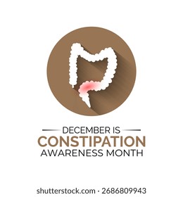 El mes de concienciación sobre el estreñimiento se observa cada año en la Plantilla de fondo, Anuncio o diseño de carteles de diciembre. Dolor pélvico dolor de estómago concepto de atención médica.  Gastrointestinal, diarrea.