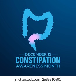 O mês de conscientização da constipação é observado todos os anos no plano de fundo de dezembro, banner ou modelo de design de cartaz. Dor pélvica dor de estômago conceito de cuidados médicos. Projetado em um estilo baixo poli. Eps 10.
