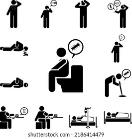 Constipation, diarrhea icon in a collection with other items