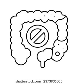 vector de icono de línea del sistema de digestión del estreñimiento. signo del sistema de digestión por estreñimiento. símbolo de contorno aislado ilustración negra