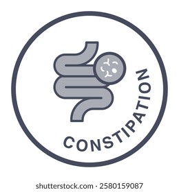 Constipation Icon, Digestive Discomfort, Bowel Health Symbol