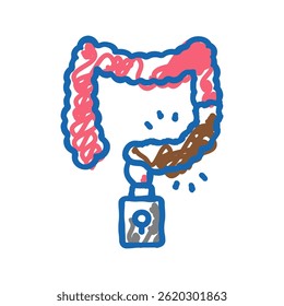 Tratamiento del estreñimiento Doodle Icono Sketch Vector. Signo de tratamiento del estreñimiento. Ilustración de símbolo aislado