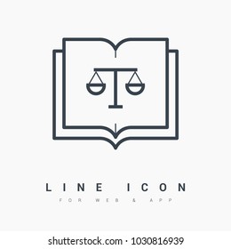 constitution book balance line vector icon