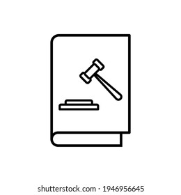 Constitution book or law thin line icon in black. Trendy flat style isolated symbol, can be used for: illustration, minimalistic, logo, mobile, app, emblem, design, web, site, ui, ux. Vector EPS 10
