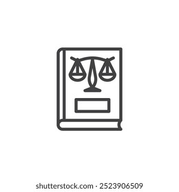 Ícone de linha de livro de constituição. sinal de estilo linear para conceito móvel e web design. Ícone de vetor de contorno de livro com escalas. Símbolo da lei nacional, ilustração do logotipo. Gráficos vetoriais