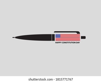 Constitution Day in American. The USA Map with a black pen. Celebrate annual on September 17. Patriotic stars and flag elements.Vector illustration