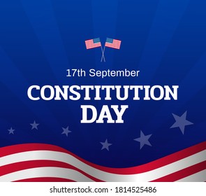Constitution Day banner design with national flag elements on blue background. September 17th Citizenship Day in United States of America. - Vector illustration