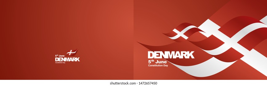 Constitution Day Denmark flag ribbon two fold landscape background