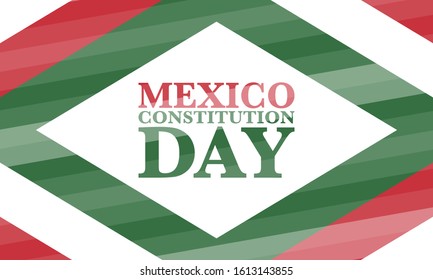 Constitution Day in Mexico. National happy holiday, celebrated annual in February 4. Mexican pattern and colors. Patriotic elements. Festival design. Poster, card, banner and background. Vector