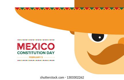 Constitution Day in Mexico. National public holiday in Mexico. Festivals, picnics, music concerts, and street celebrations. Poster, banner or background