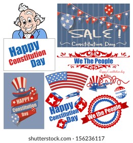 Constitution Day Patriotic Design Backgrounds Vectors Set for America