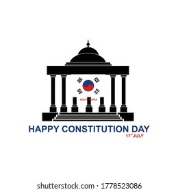 
Constitution Day in South Korea. with the iconic constitution building and the flag of South Korea. Vector illustration