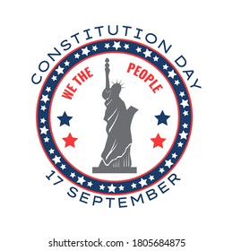 Constitution Day in United States is  celebrated in September 17. Patriotic banner, poster, vector. Citizenship Day in north America. Colors of USA flag on the illustration.