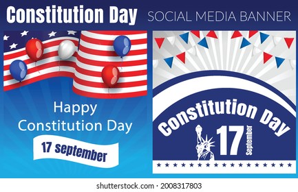 Constitution Day in United States. Holiday, Patriotic American elements. Celebrate annual in September 17, Citizenship Day. American Day. We the People. Poster, card, banner, background.
