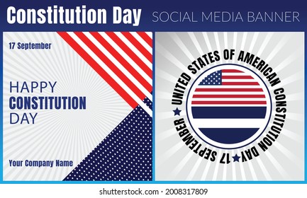 Constitution Day in United States. Holiday, Patriotic American elements. Celebrate annual in September 17, Citizenship Day. American Day. We the People. Poster, card, banner, background.