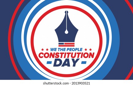 Constitution Day in United States. Holiday, celebrate annual in September 17. Citizenship Day. American Day. We the People. Patriotic american elements. Poster, card, banner, background. Vector