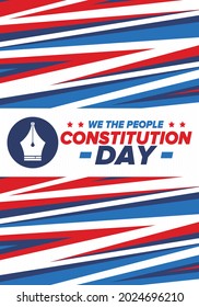 Constitution Day in United States. Holiday, celebrate annual in September 17. Citizenship Day. American Day. We the People. Patriotic american elements. Poster, card, banner, background. Vector