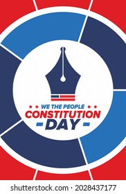 Constitution Day in United States. Holiday, celebrate annual in September 17. Citizenship Day. American Day. We the People. Patriotic american elements. Poster, card, banner, background. Vector