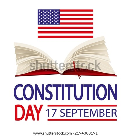 Constitution day usa book, vector art illustration.