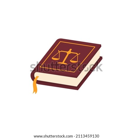 Constitution Law Book Icon isolated on white background. Colorful golden book binding. Isometric design. Cartoon vector illustration.