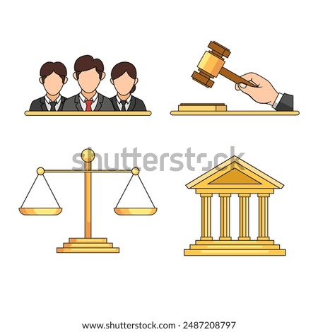 Constitution Law Symbol Set Cartoon Illustration Vector