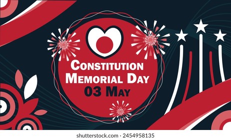 Constitution Memorial Day  vector banner design with geometric shapes and vibrant colors on a horizontal background. Happy Constitution Memorial Day modern minimal poster.
