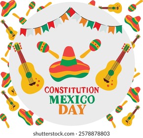 constitution mexico day vector illustration. Good for banner, poster, greeting card, party card, invitation, template, advertising, campaign, and social media.