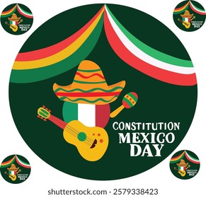 constitution mexico day vector illustration. Good for banner, poster, greeting card, party card, invitation, template, advertising, campaign, and social media.