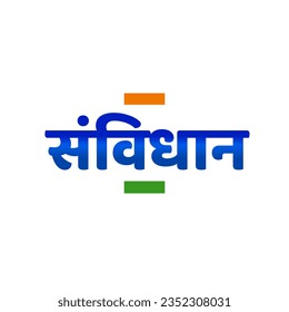 Constitution written in Devanagari text with indian flag color.