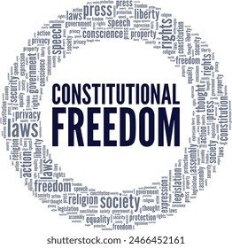 Constitutional Freedom word cloud conceptual design isolated on white background.