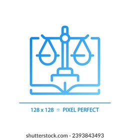 Constitutional law pixel perfect gradient linear vector icon. Legal government regulation. Legislative system. Thin line color symbol. Modern style pictogram. Vector isolated outline drawing