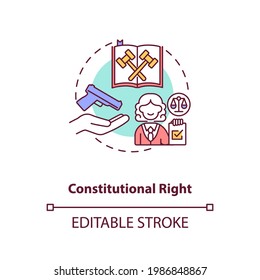 Constitutional right concept icon. Legislation for firearm ownership. Gun rights, weapon control idea thin line illustration. Vector isolated outline RGB color drawing. Editable stroke