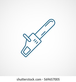 Constriction Chainsaw Blue Line Icon On White Background