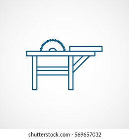 Constriction Circular Saw Table Blue Line Icon On White Background