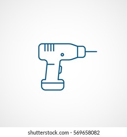 Constriction Electric Drill Blue Line Icon On White Background