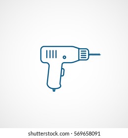 Constriction Electric Drill Blue Line Icon On White Background