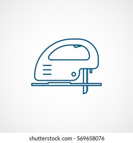 Constriction Electric Fretsaw Blue Line Icon On White Background