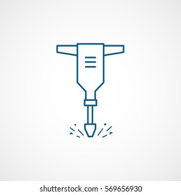 Constriction Jackhammer Blue Line Icon On White Background