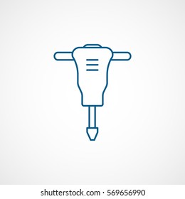 Constriction Jackhammer Blue Line Icon On White Background