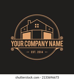 Constriction retro vintage style logo vector. Building logo design